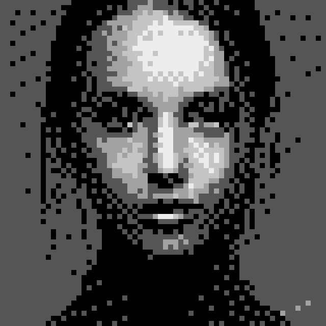 Dithered portrait with 5 grayscale colors
