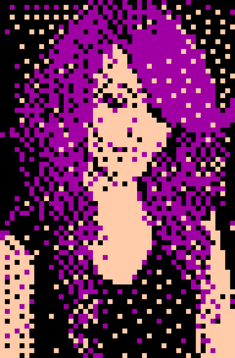 Dithered small pixelated woman with pink color